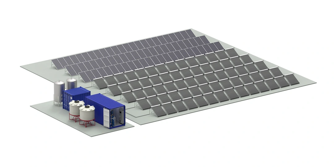 Industrial wastewater and desalination plant using solar energy to treat potable water